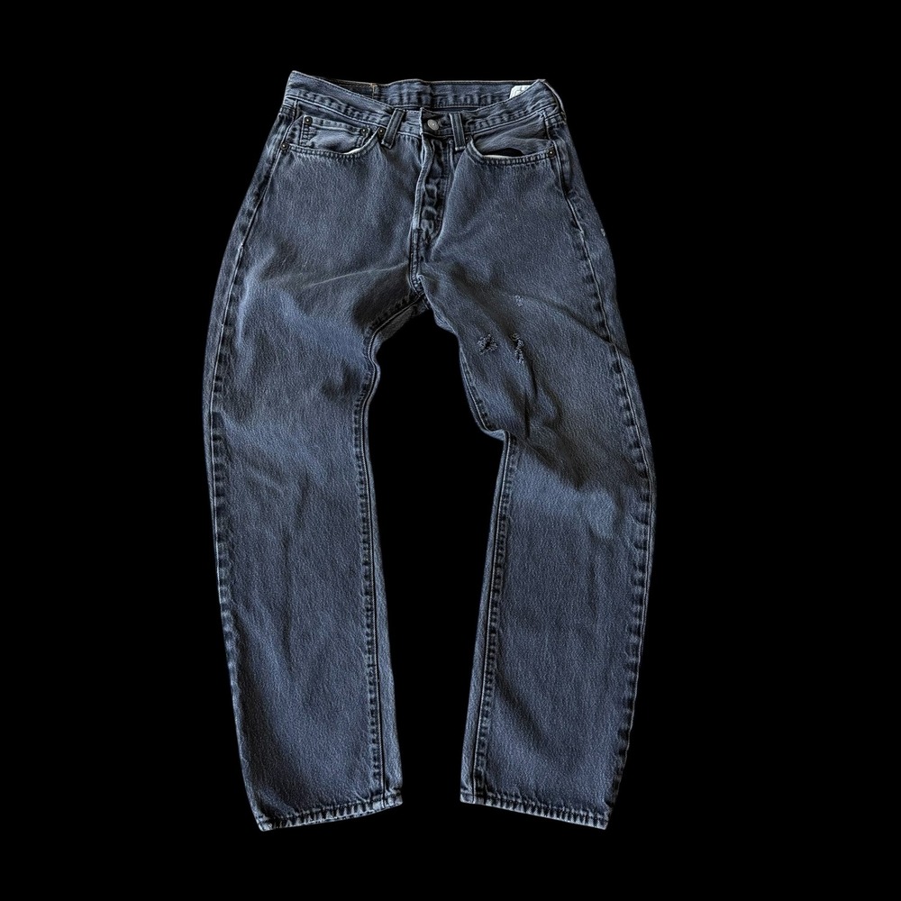 Levis 501 Original Fit‎ Mens Faded Black Distressed Jeans 28x28 Faded